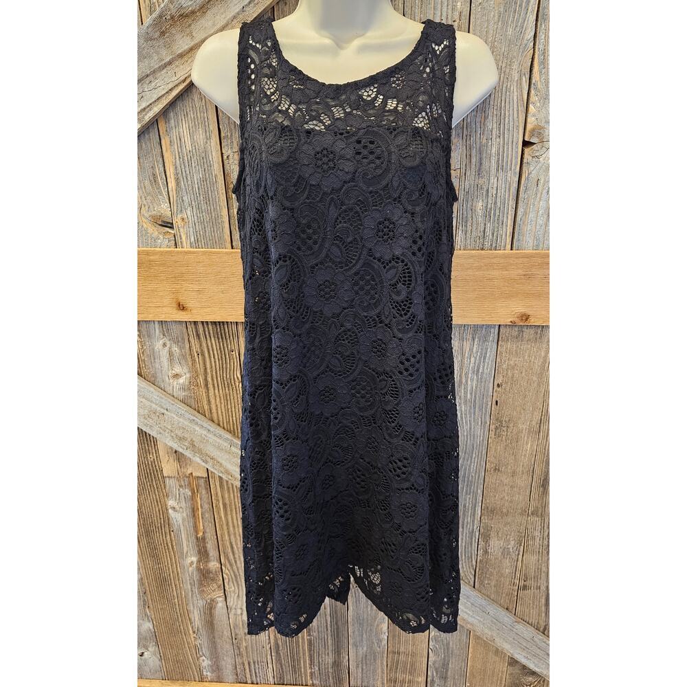 NWT Bethany sz XS vintage lined lave eyelet black classy shift dress oversized